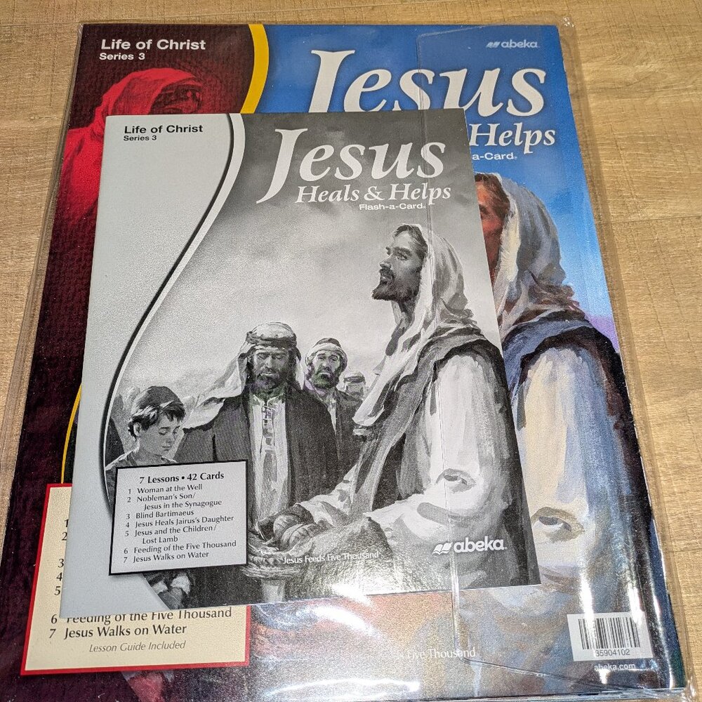 Abeka Large Jesus Heals & Helps Flash-A-Card Bible Story Lesson Book & Cards